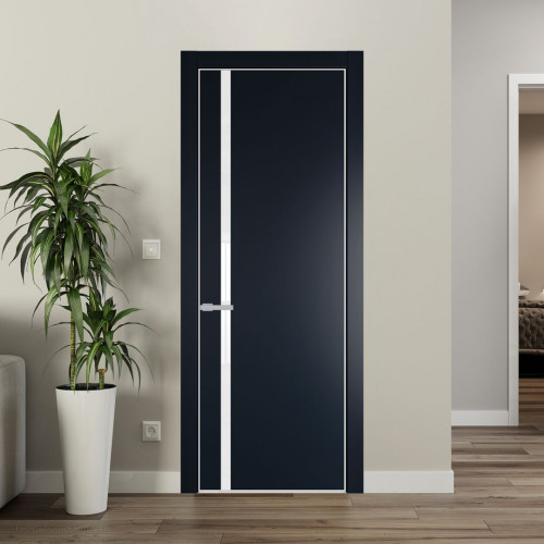 Межкомнатная дверь ProfilDoors 21 PE с вставкой из стекла лак классик Нэви Блу с алюминиевой кромкой Матовая