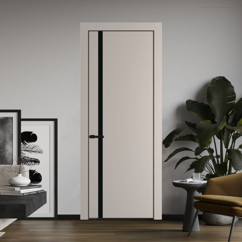 Межкомнатная дверь ProfilDoors 21 PE с вставкой из стекла монохром черный Сэнд с алюминиевой кромкой Черный