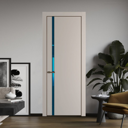 Межкомнатная дверь ProfilDoors 21 PE с вставкой из стекла зеркало blue Сэнд с алюминиевой кромкой Деорэ