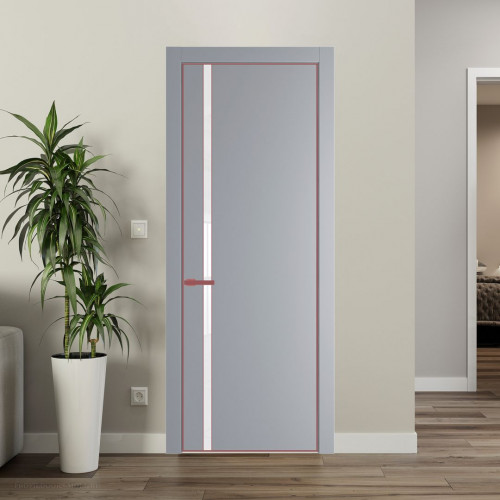 Межкомнатная дверь ProfilDoors 21 PE с вставкой из стекла лак классик Смоки с алюминиевой кромкой Красный антрацит