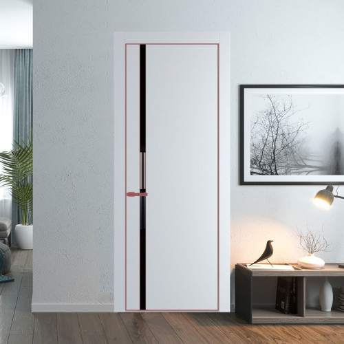 Межкомнатная дверь ProfilDoors 21 PE с вставкой из стекла черный лак Вайт с алюминиевой кромкой Красный антрацит