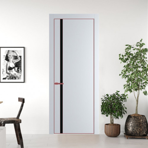 Межкомнатная дверь ProfilDoors 21 PE с вставкой из стекла монохром черный Вайт с алюминиевой кромкой Красный антрацит