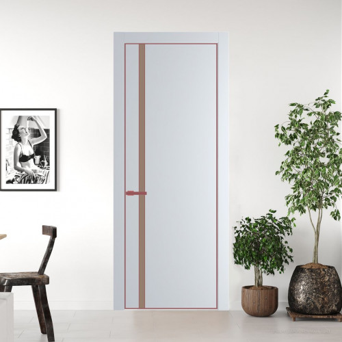Межкомнатная дверь ProfilDoors 21 PE с вставкой из стекла монохром капучино Вайт с алюминиевой кромкой Красный антрацит