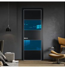 22 PE с вставкой из стекла зеркало blue Блэк с алюминиевой кромкой Матовая