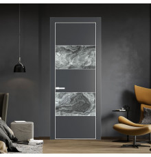 22 PE с вставкой из стекла атриум серебро Графит с алюминиевой кромкой Вайт