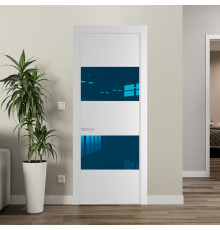 22 PE с вставкой из стекла зеркало blue Крем Вайт с алюминиевой кромкой Матовая