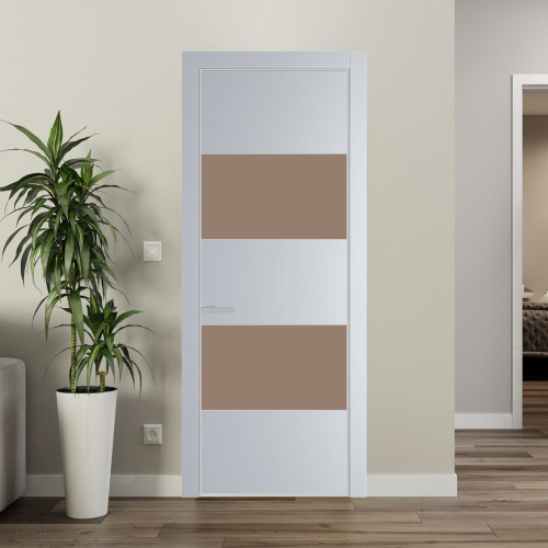 Межкомнатная дверь ProfilDoors 22 PE с вставкой из стекла монохром капучино Лайт Грей с алюминиевой кромкой Матовая