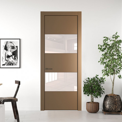 Межкомнатная дверь ProfilDoors 22 PE с вставкой из стекла перламутровый лак Перламутр золото с алюминиевой кромкой Деорэ