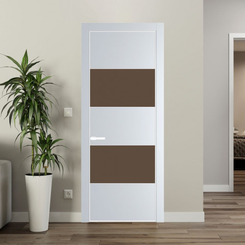 Межкомнатная дверь ProfilDoors 22 PE с вставкой из стекла монохром гляссе Вайт с алюминиевой кромкой Вайт