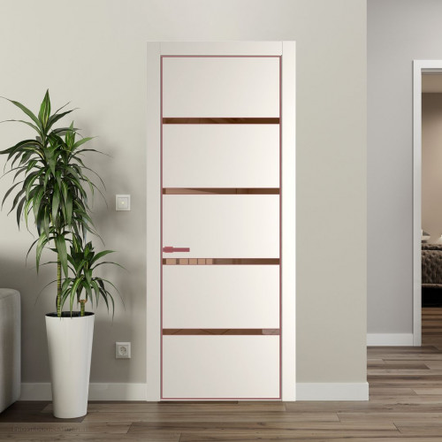 Межкомнатная дверь ProfilDoors 23 PE с вставкой из стекла зеркало bronze Перламутр белый с алюминиевой кромкой Красный антрацит