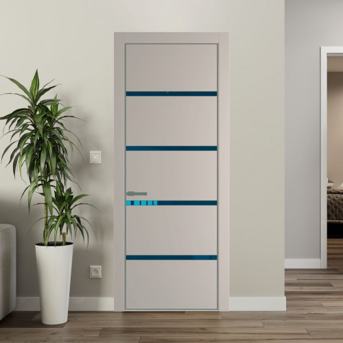 Межкомнатная дверь ProfilDoors 23 PE с вставкой из стекла зеркало blue Сэнд с алюминиевой кромкой Зеленый воск
