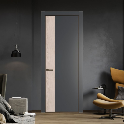 Межкомнатная дверь ProfilDoors 24 PE с вставкой Каштан светлый Графит с алюминиевой кромкой Деорэ
