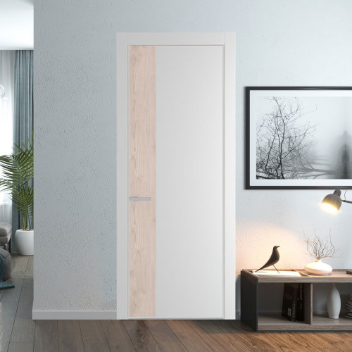 Межкомнатная дверь ProfilDoors 24 PE с вставкой Каштан светлый Крем Вайт с алюминиевой кромкой Матовая