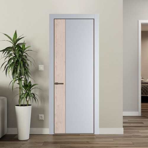 Межкомнатная дверь ProfilDoors 24 PE с вставкой Каштан светлый Лайт Грей с алюминиевой кромкой Деорэ