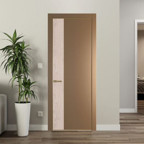 Межкомнатная дверь ProfilDoors 24 PE с вставкой Каштан светлый Перламутр золото с алюминиевой кромкой Золото