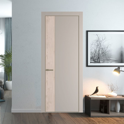 Межкомнатная дверь ProfilDoors 24 PE с вставкой Каштан светлый Сэнд с алюминиевой кромкой Шампань