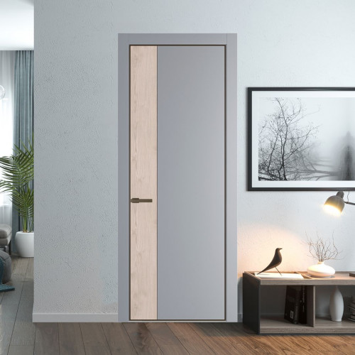 Межкомнатная дверь ProfilDoors 24 PE с вставкой Каштан светлый Смоки с алюминиевой кромкой Деорэ