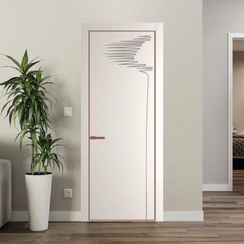 Межкомнатная дверь ProfilDoors 25 PE с фрезерованным рисунком Перламутр белый с алюминиевой кромкой Красный антрацит