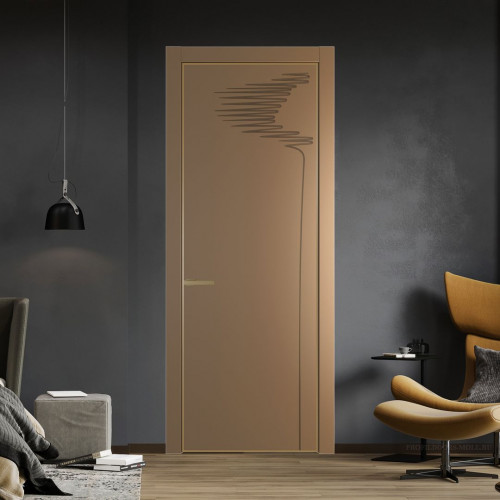 Межкомнатная дверь ProfilDoors 25 PE с фрезерованным рисунком Перламутр золото с алюминиевой кромкой Золото