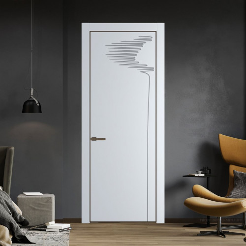 Межкомнатная дверь ProfilDoors 25 PE с фрезерованным рисунком Вайт с алюминиевой кромкой Деорэ