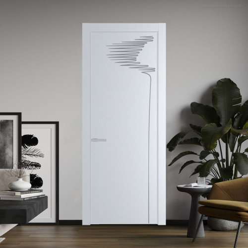 Межкомнатная дверь ProfilDoors 25 PE с фрезерованным рисунком Вайт с алюминиевой кромкой Матовая