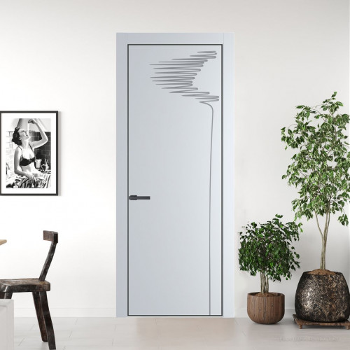 Межкомнатная дверь ProfilDoors 25 PE с фрезерованным рисунком Вайт с алюминиевой кромкой Серая Ночь