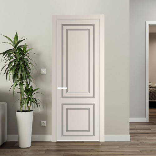 Межкомнатная дверь ProfilDoors 27 PE с фрезерованным рисунком Кремовая Магнолия с алюминиевой кромкой Вайт