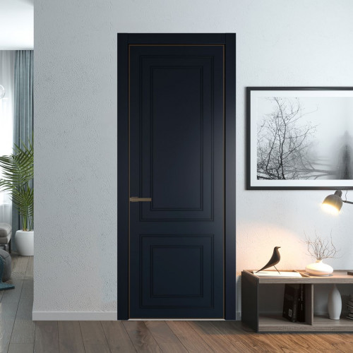 Межкомнатная дверь ProfilDoors 27 PE с фрезерованным рисунком Нэви Блу с алюминиевой кромкой Деорэ