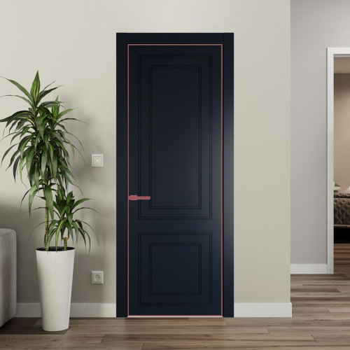 Межкомнатная дверь ProfilDoors 27 PE с фрезерованным рисунком Нэви Блу с алюминиевой кромкой Красный антрацит