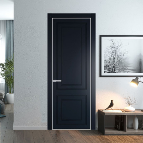 Межкомнатная дверь ProfilDoors 27 PE с фрезерованным рисунком Нэви Блу с алюминиевой кромкой Матовая