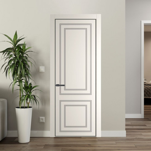 Межкомнатная дверь ProfilDoors 27 PE с фрезерованным рисунком Перламутр белый с алюминиевой кромкой Серая Ночь