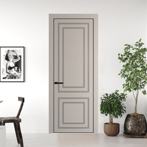 Межкомнатная дверь ProfilDoors 27 PE с фрезерованным рисунком Сэнд с алюминиевой кромкой Черный