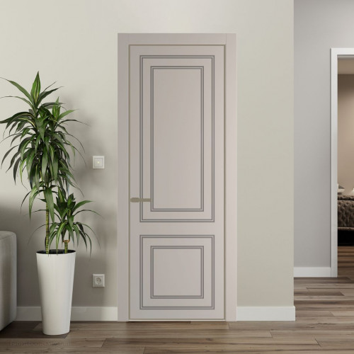 Межкомнатная дверь ProfilDoors 27 PE с фрезерованным рисунком Сэнд с алюминиевой кромкой Шампань