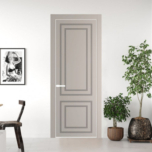 Межкомнатная дверь ProfilDoors 27 PE с фрезерованным рисунком Сэнд с алюминиевой кромкой Вайт