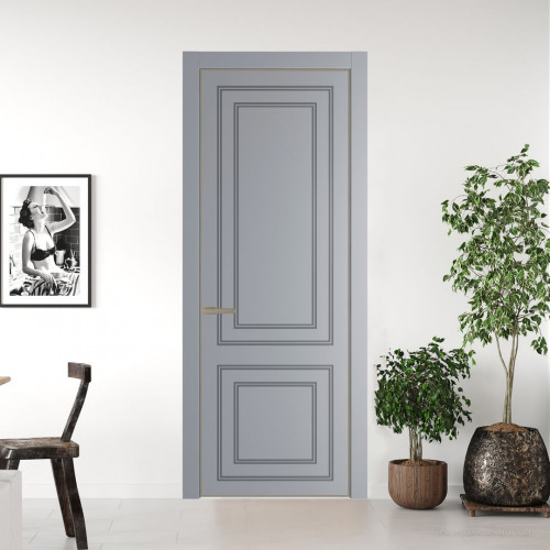 Межкомнатная дверь ProfilDoors 27 PE с фрезерованным рисунком Смоки с алюминиевой кромкой Никель