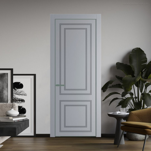 Межкомнатная дверь ProfilDoors 27 PE с фрезерованным рисунком Смоки с алюминиевой кромкой Зеленый воск