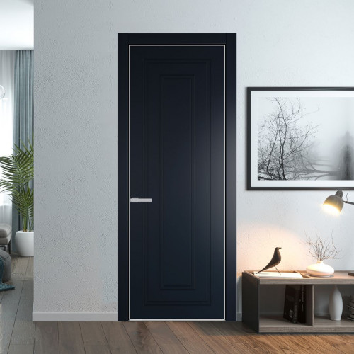 Межкомнатная дверь ProfilDoors 28 PE с фрезерованным рисунком Нэви Блу с алюминиевой кромкой Матовая