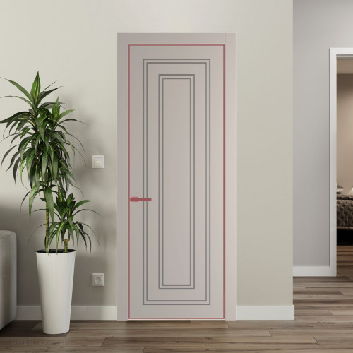 Межкомнатная дверь ProfilDoors 28 PE с фрезерованным рисунком Сэнд с алюминиевой кромкой Красный антрацит