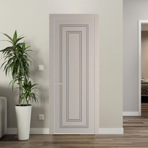 Межкомнатная дверь ProfilDoors 28 PE с фрезерованным рисунком Сэнд с алюминиевой кромкой Матовая