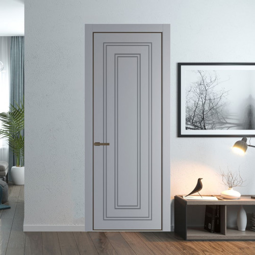 Межкомнатная дверь ProfilDoors 28 PE с фрезерованным рисунком Смоки с алюминиевой кромкой Деорэ