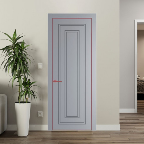 Межкомнатная дверь ProfilDoors 28 PE с фрезерованным рисунком Смоки с алюминиевой кромкой Красный антрацит