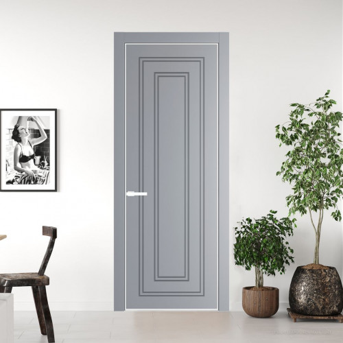 Межкомнатная дверь ProfilDoors 28 PE с фрезерованным рисунком Смоки с алюминиевой кромкой Вайт