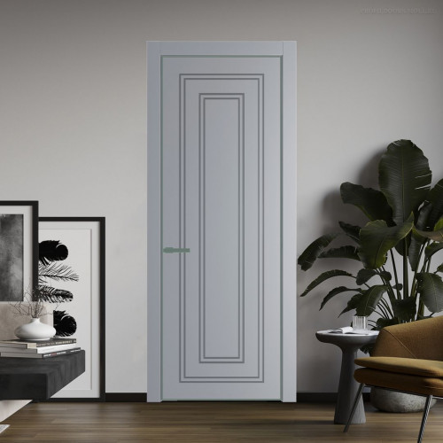 Межкомнатная дверь ProfilDoors 28 PE с фрезерованным рисунком Смоки с алюминиевой кромкой Зеленый воск