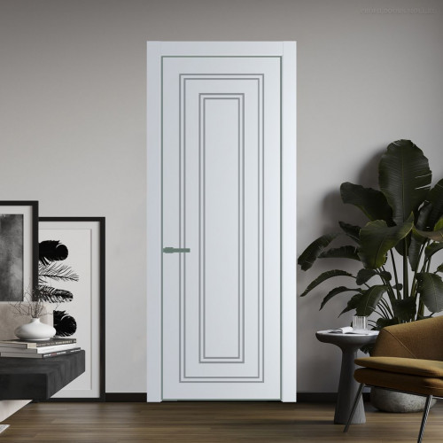 Межкомнатная дверь ProfilDoors 28 PE с фрезерованным рисунком Вайт с алюминиевой кромкой Зеленый воск