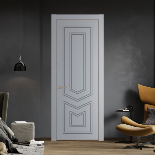 Межкомнатная дверь ProfilDoors 29 PE с фрезерованным рисунком Смоки с алюминиевой кромкой Никель