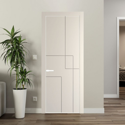 Межкомнатная дверь ProfilDoors 3 PE с фрезерованным рисунком Кремовая Магнолия с алюминиевой кромкой Вайт
