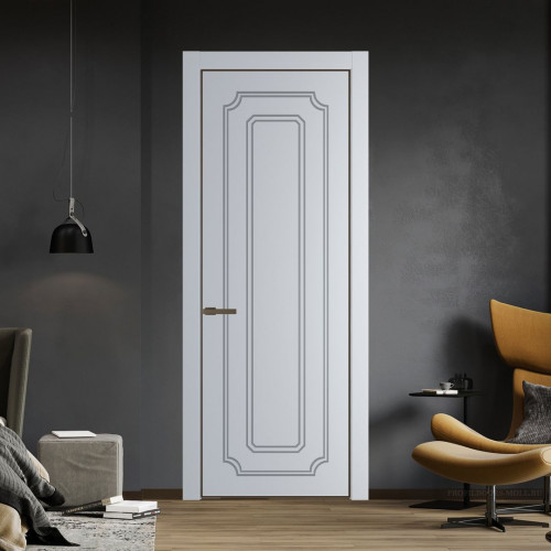 Межкомнатная дверь ProfilDoors 30 PE с фрезерованным рисунком Лайт Грей с алюминиевой кромкой Деорэ