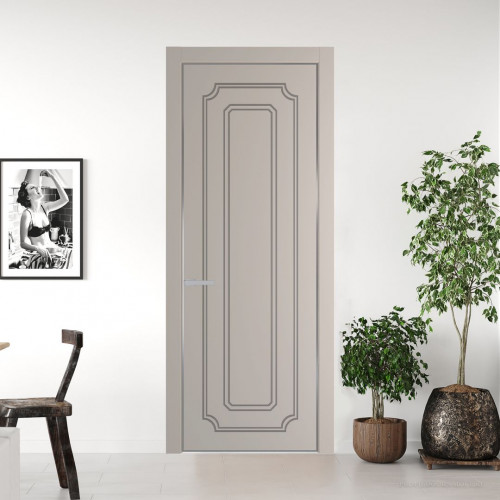 Межкомнатная дверь ProfilDoors 30 PE с фрезерованным рисунком Сэнд с алюминиевой кромкой Серебро