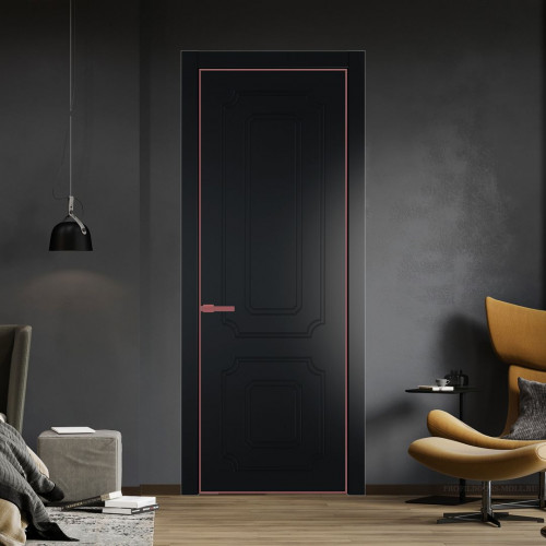 Межкомнатная дверь ProfilDoors 31 PE с фрезерованным рисунком Блэк с алюминиевой кромкой Красный антрацит