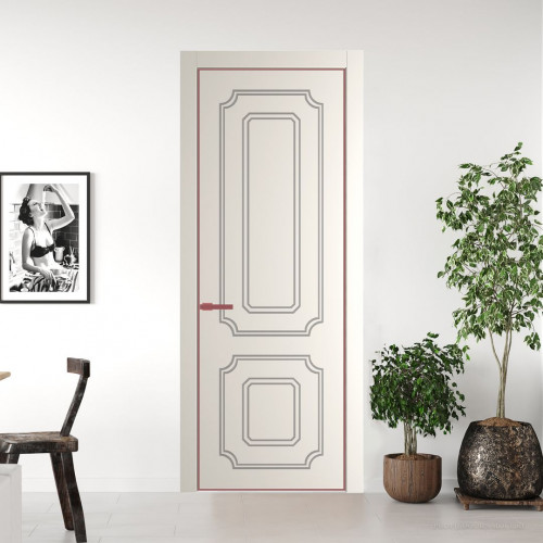 Межкомнатная дверь ProfilDoors 31 PE с фрезерованным рисунком Перламутр белый с алюминиевой кромкой Красный антрацит